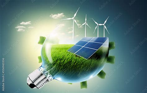 Renewable Energy Background With Green Energy As Wind Turbines And