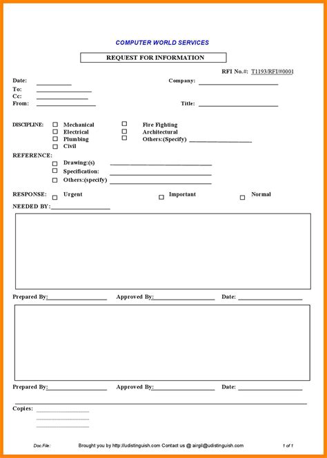 Construction Rfi Log Template Excel