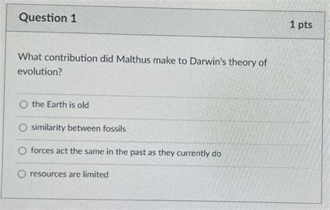 Solved What contribution did Malthus make to Darwin's theory | Chegg.com