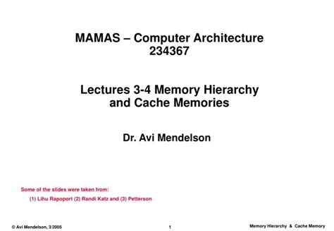 Ppt Mamas Computer Architecture Lectures Memory