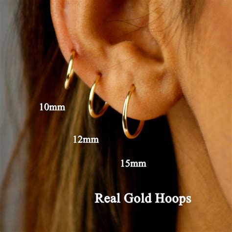 Real Gold Hoop Earrings Etsy