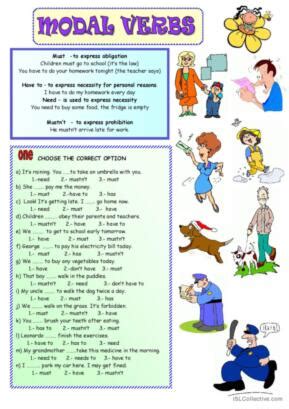 Modal Verbs Exercises B W Version Included Esl Worksheet By