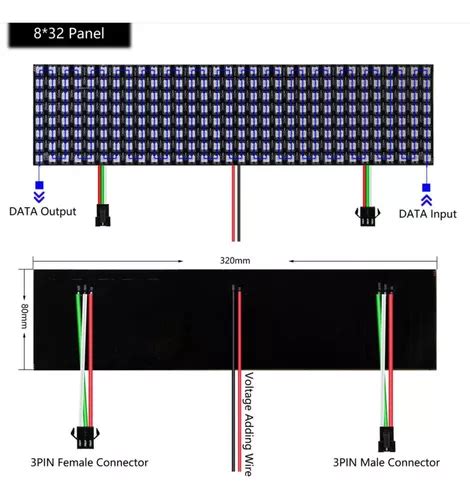 Matriz Flex 8x32 Led Endereçável Ws2812b Smd5050 5v Arduíno R 155 Em