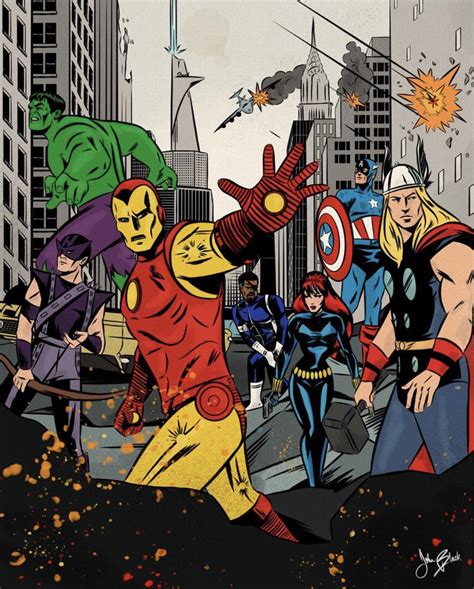 Classic Avengers Art By John Black R Marvel