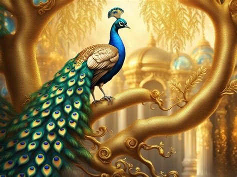 Premium Photo A Peacock Sitting On Top Of A Tree Peacock Exquisite