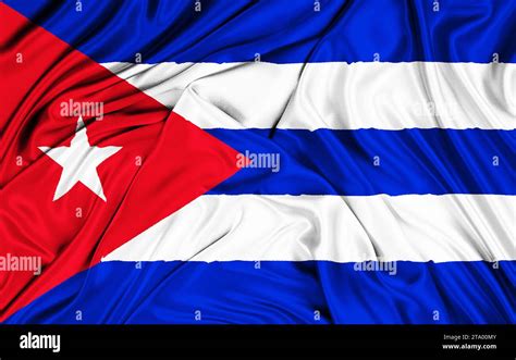 waving fabric texture of the flag of cuba, color red blue and white of ...