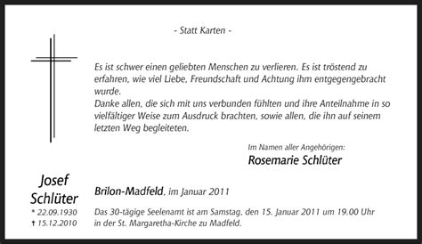 Traueranzeigen Von Josef Schl Ter Trauer In Nrw De