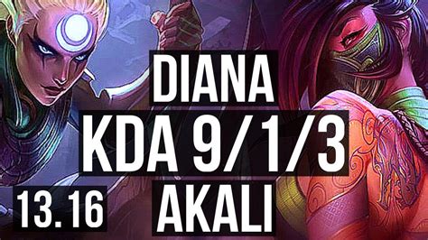 Diana Vs Akali Mid 9 1 3 Rank 7 Diana 1 7m Mastery 1100 Games