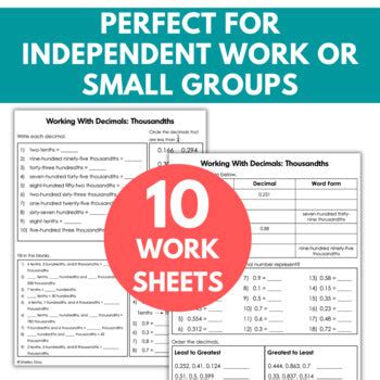 Decimal Worksheets Thousandths, Connect Decimals to Fractions and Visu – Shelley Gray Teaching