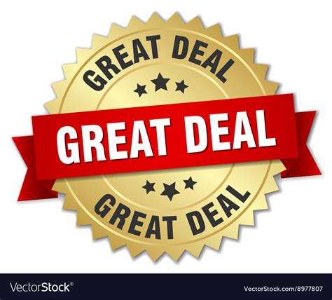 Great Deal D Gold Badge With Red Ribbon Vector Image