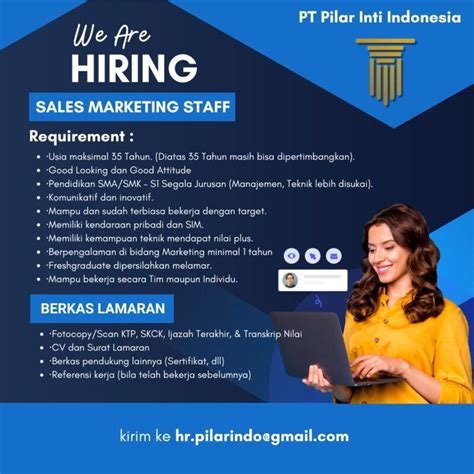 Lowongan Kerja Sales And Marketing Di Pt Pilar Inti Indonesia