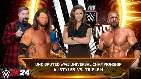 Wwe K Aj Styles Vs Triple H Special Guest Referee Stephanie