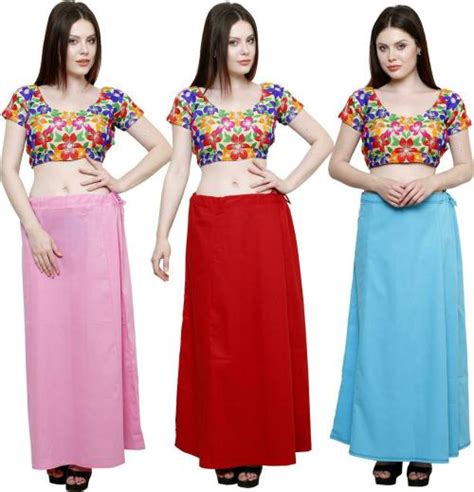 Buy PISTAA Women Multicolor Solid Cotton Blend Pack Of 3 Petticoats