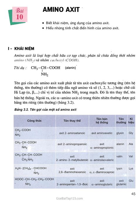 Sgk Hóa Học 12 Bài 10 Amino Axit