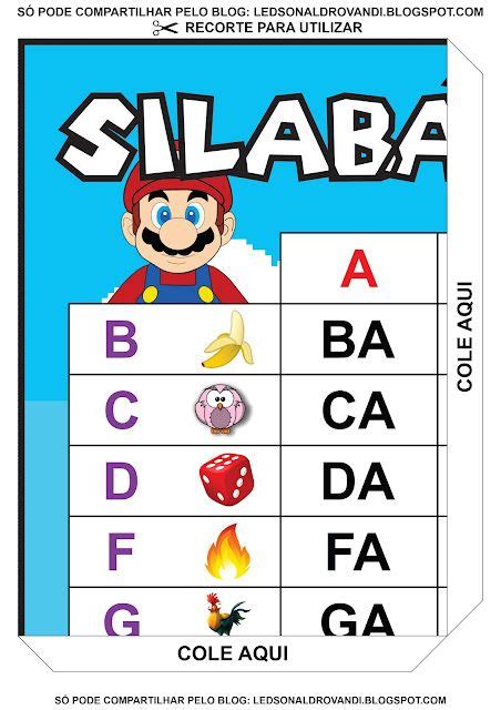 Banner silabários simples Super Mário Murales para salas Super mario