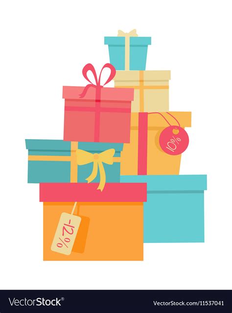 Pile Colorful Wrapped Gift Boxes Royalty Free Vector Image