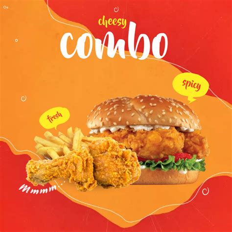 Fast Food Combo Deal Chicken Burger Fries Template Postermywall