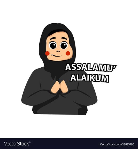 Assalamualaikum cute cartoon muslim woman design Vector Image