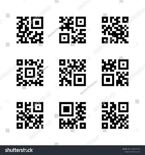 Set Nine Different Qr Codes Isolated Stock Vector Royalty Free