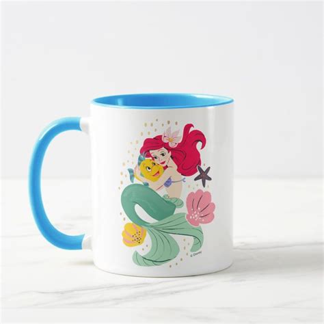 Princess Ariel Holding Flounder Illustration Mug Zazzle Disney Mugs Mugs Princess Ariel