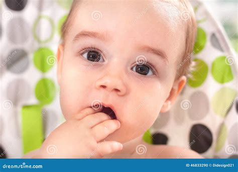 Adorable Baby Eating With Hands Close Up Stock Photo Image Of Enjoy