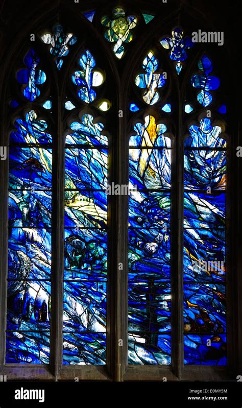 Stained Glass Window Designed By Tom Denny In 1992 Interior Of Gloucester Cathedral England