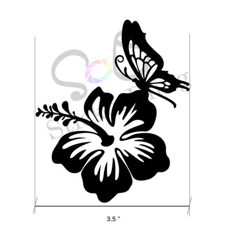 Hawaiian Hibiscus Flower Butterfly Vinyl Decal Sticker Car Etsy