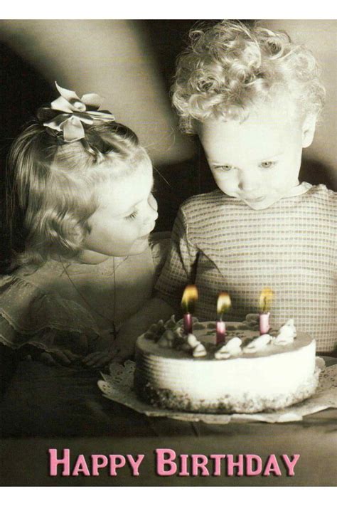 Geburtstagspostkarte Zwei Kinder Torte Happy Birthday