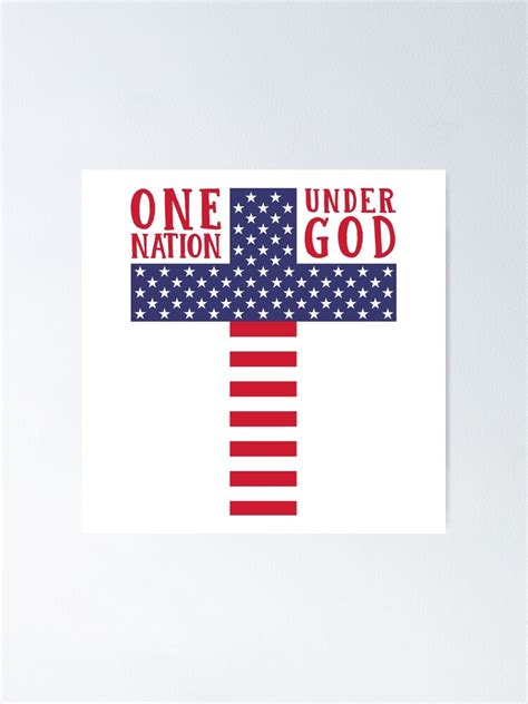 Cross American Flag One Nation Under God Stars Stripes Poster By