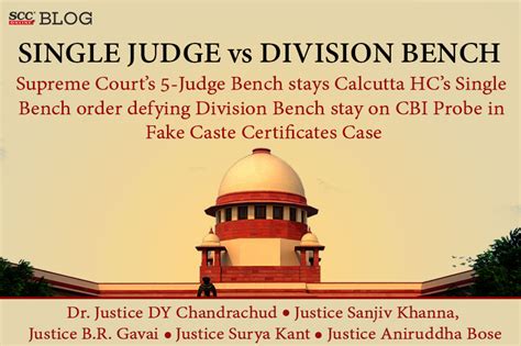 Single Judge Vs Division Bench Sc 5 Judge Bench Stays Single Bench