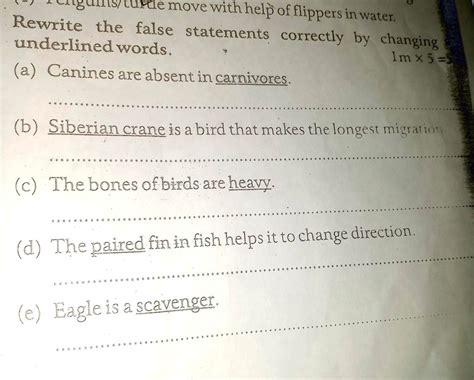 rewrite  false statements correctly  changing underlined words