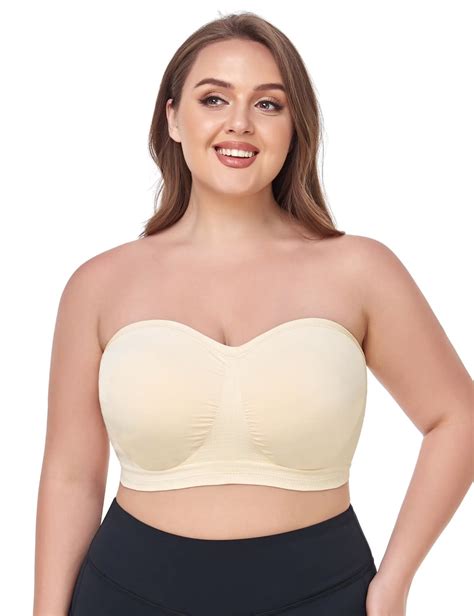 Gnowann Strapless Bras For Women Seamless Padded Bandeau Bra Comfy Wirefree Silicone Tube Top