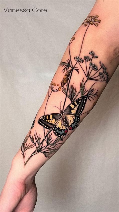 Butterfly By Vanessa Core Whimsical Tattoos Botanical Tattoo Sleeve