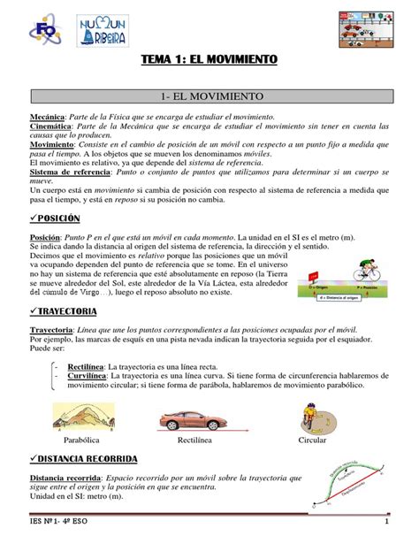 Tema 1 El Movimiento Pdf Movimiento Física Velocidad