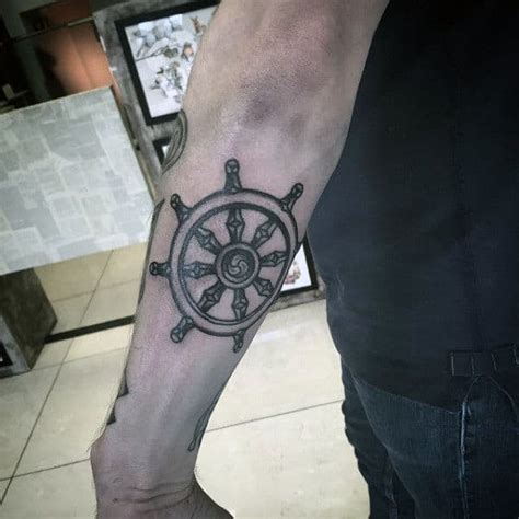 40 Dharma Wheel Tattoo Designs For Men - Dharmachakra Ink Ideas