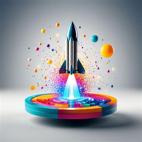 Premium Vector Colorful Rocket In Space Colorful Rocket In Space