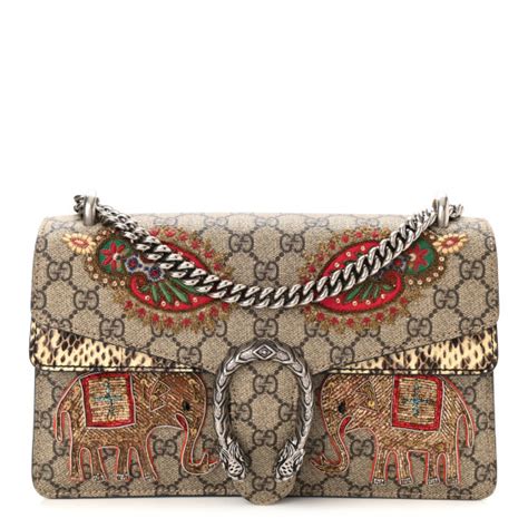 GUCCI GG Supreme Monogram Elaphe Elephant Embroidered Small Dionysus