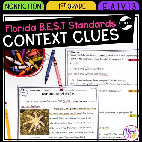 Context Clues 1st Grade Florida Best Standards B E S T Ela 1 V 1 3