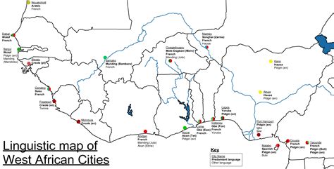 language map of West African cities : r/Gambia