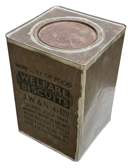 IMCS Militaria British WW2 Metal Wellfare Biscuits Can