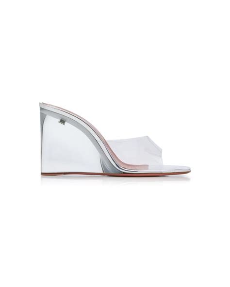 Amina Muaddi Lupita Pvc Wedge Sandals Lyst Canada