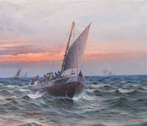 JOHAN OSSIAN ANDERSSON 1889 1975 Fishing Boat At Sea Oil On Canvas