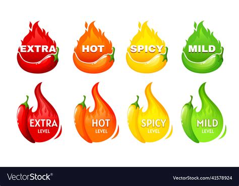 Hot Spicy Level Labels Icons Or Emblems Royalty Free Vector