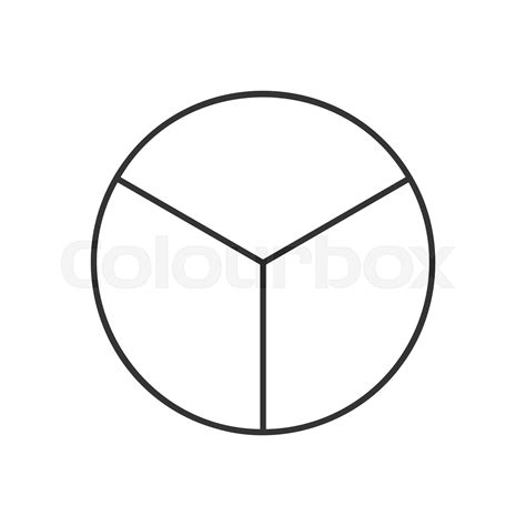 Circle divided in 3 segments. Pie or pizza round shape cut in three