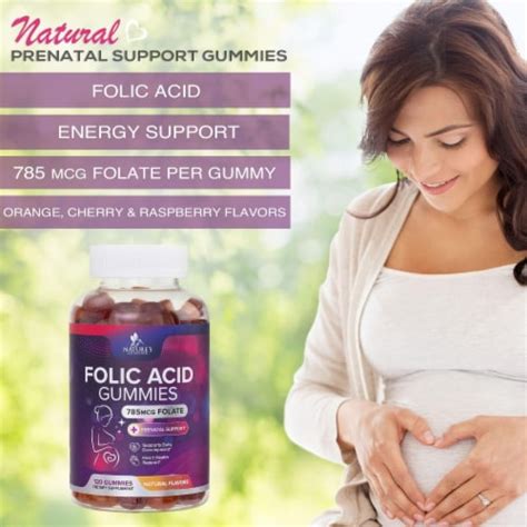 Folic Acid Gummies For Women 785 Mcg Essential Prenatal Vitamin For