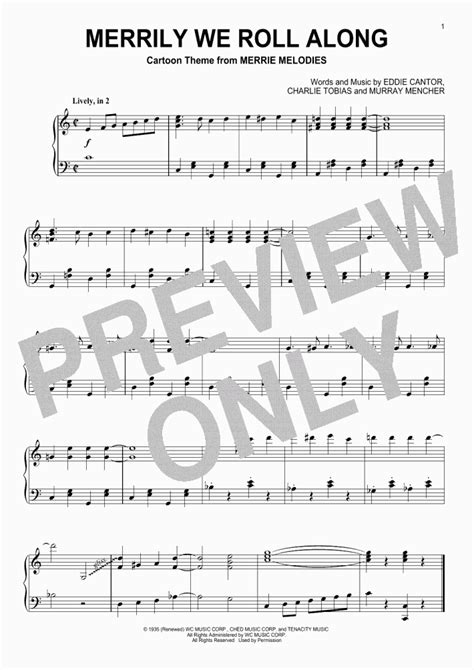 Merrily We Roll Along Piano Sheet Music