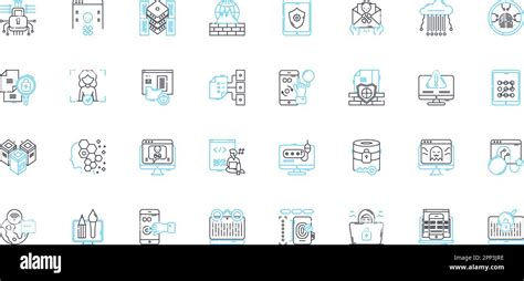 Conjunto De Iconos Lineales De Seguridad De La Informaci N Cifrado