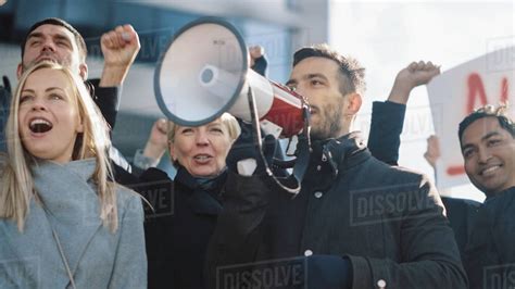 Multicultural Diverse Office Managers and Business People Picketing ...