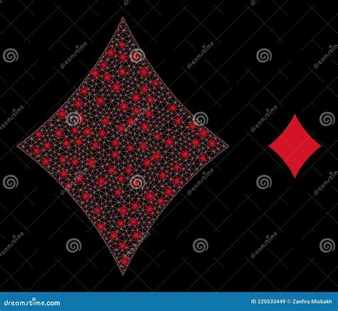 Bright Network Playing Card Diamond Suit With Glare Spots Stock Vector