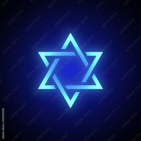 Blue glowing Star of David. Vector illustration. Stock Vector | Adobe Stock